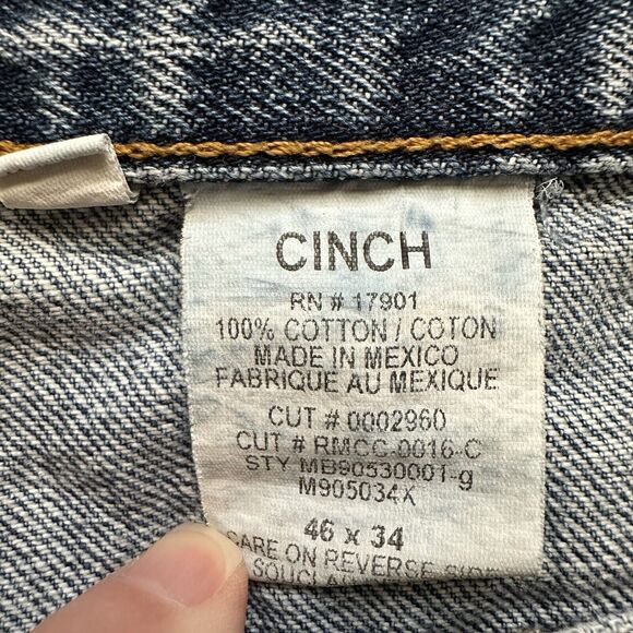 Cinch Jeans Mens 46 x 33 Green Tag Relaxed Straight Leg Western - Picture 5 of 9